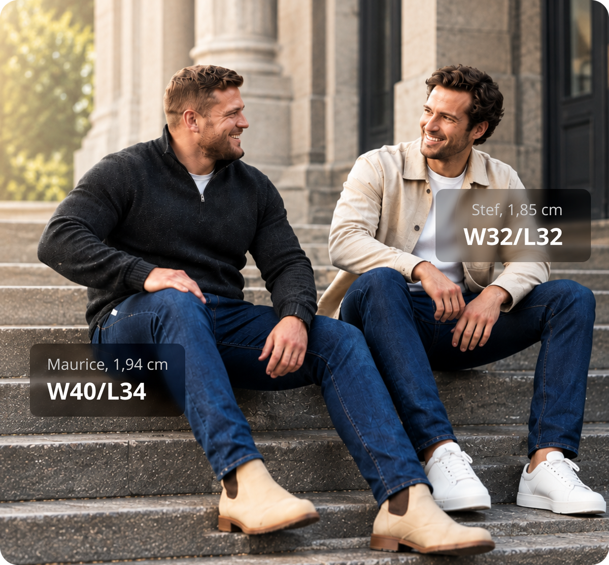 Eén broek.
Jouw lengte.
Geen gedoe.